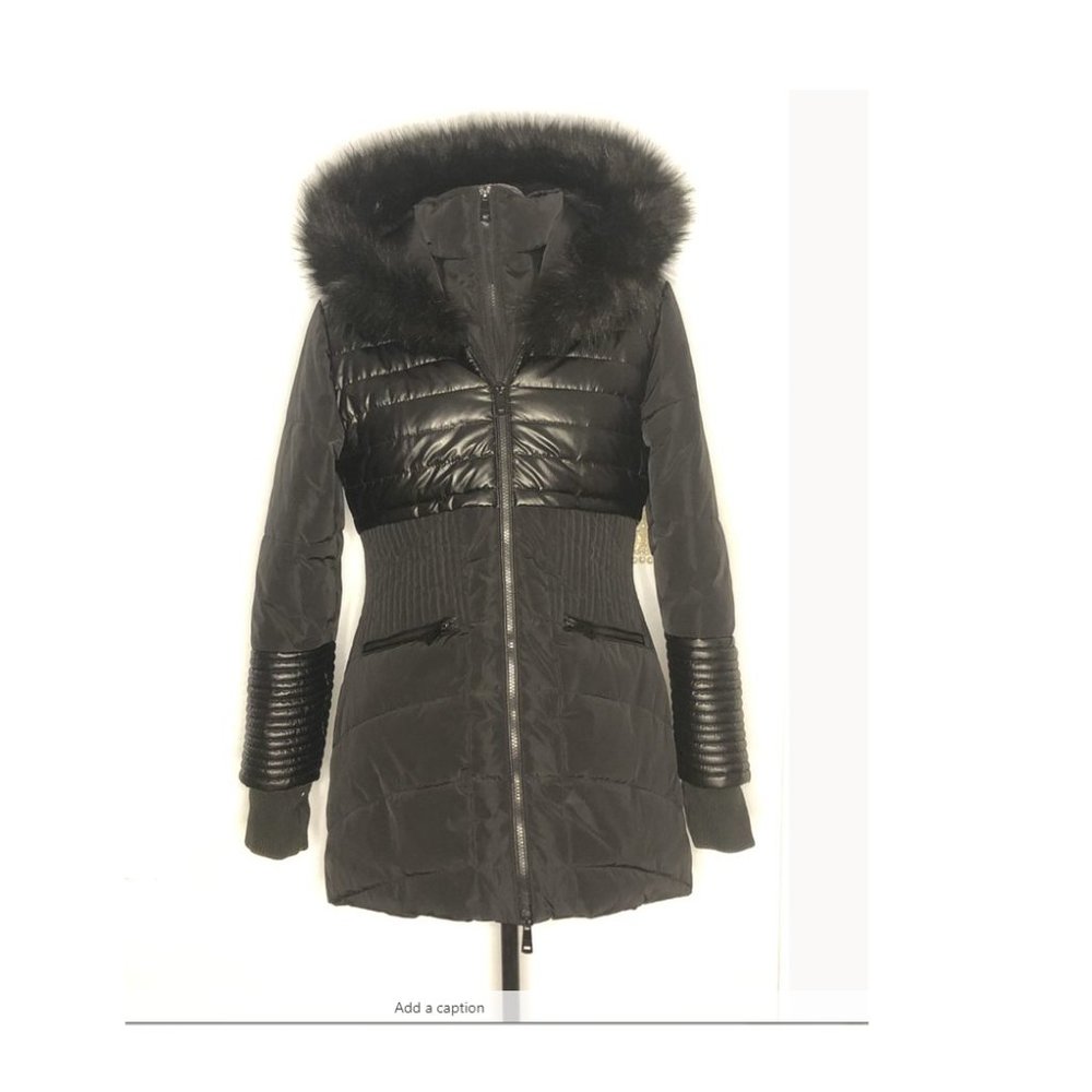 Winter Coat w/Leather-Like Feat